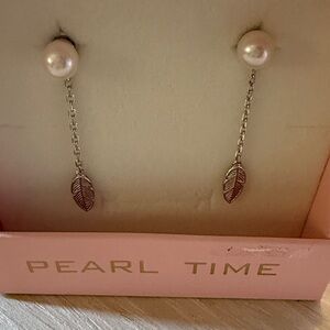 Silver Feather Drop Earrings